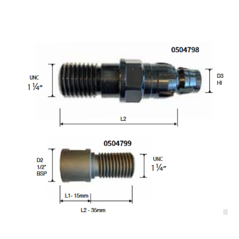 מתאם למקדחת יהלום B.Tech בין HIL ל 1-1/4+1/2BSP 0504798