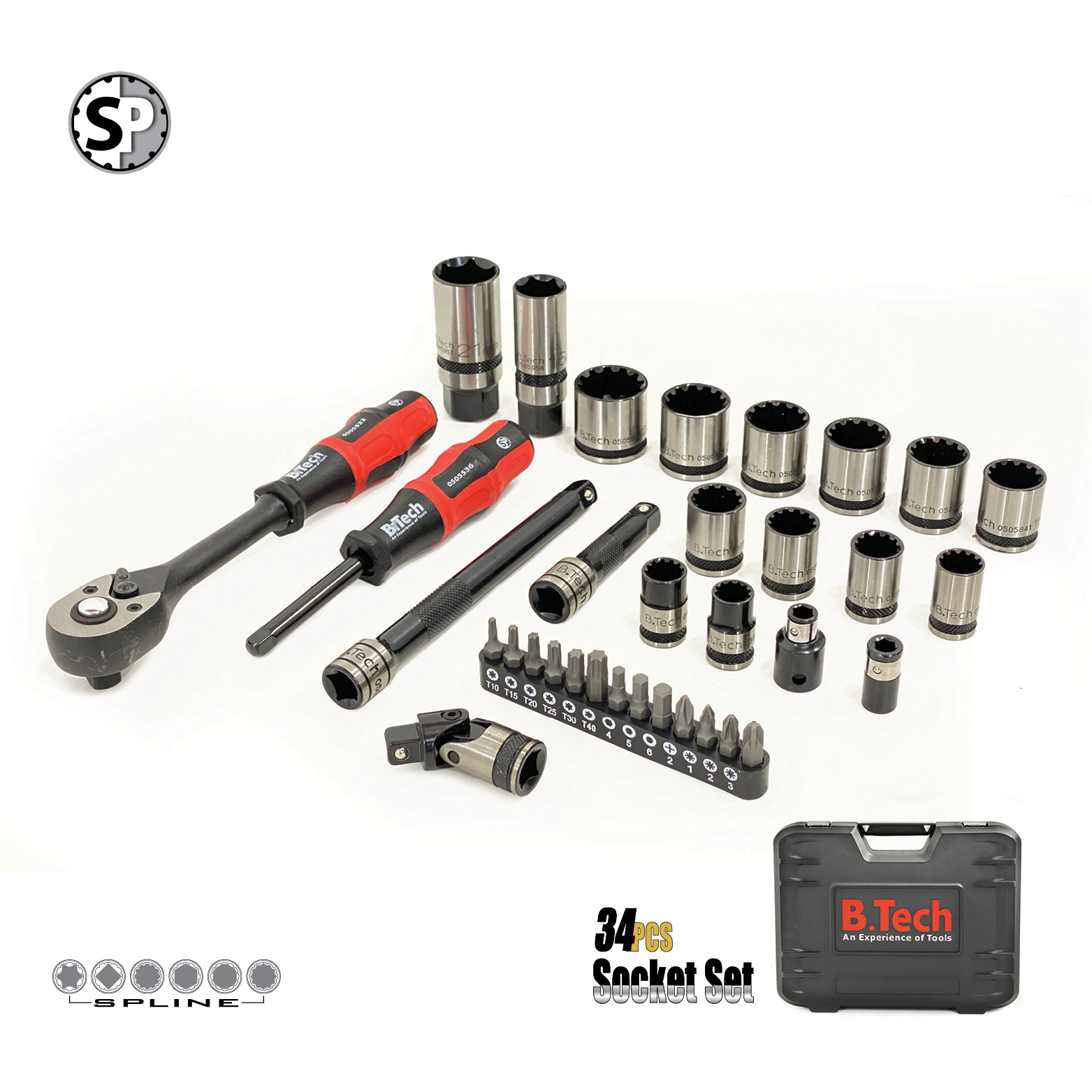 סט Dual Spline 34 חלקים DR 3/8