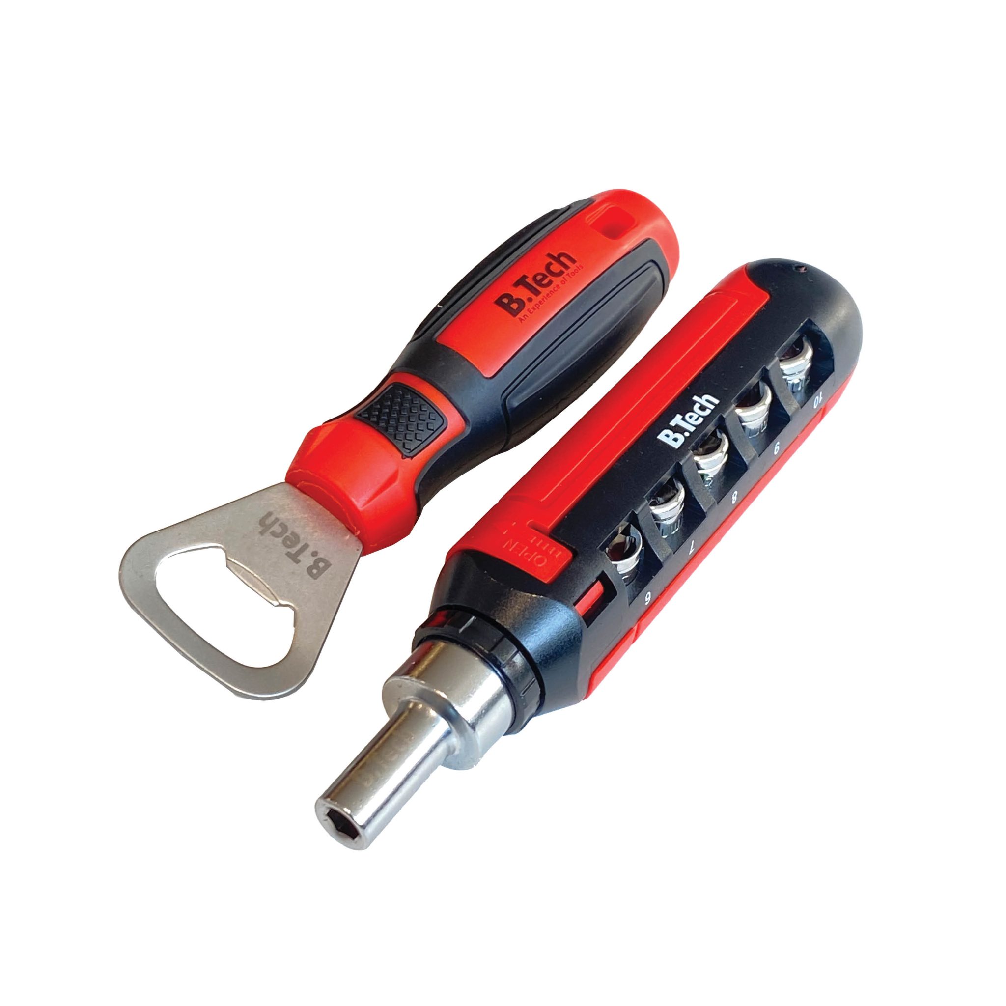 מברג רצ'ט 16 חלקים עם פותחן B.Tech – תצוגת שקעים