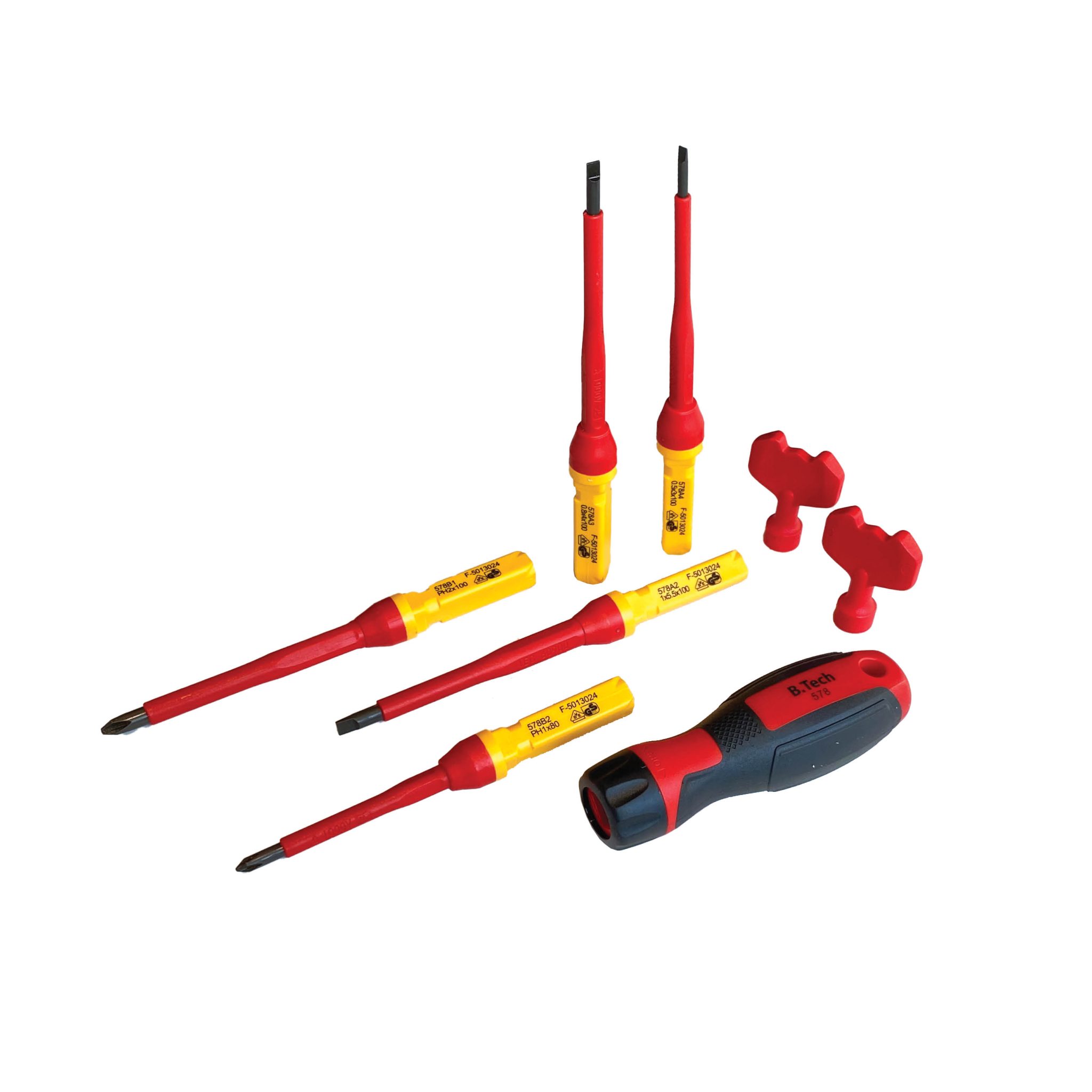 סט מברגים VDE 8 חלקים B.Tech – ידית ו־5 להבים מבודדים + מפתחות ארון