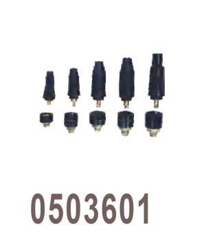 סט קוטביות ריתוך QC-01 לחיבור כבלי MMA של B.Tech במבט על — חמישה מחברים זכריים שחורים בגדלי 10-25 עד 35-50 ממ"ר עם תפסי פליז פנימיים, מוצבים מעל חמישה מחברים נקביים מקבילים לאומים בדיוק זהה לחיבור מהיר. מק"ט 0503601. תקן בינלאומי DKJ לחיבור כבלי ריתוך לרתכת מהירה וקלה — מתאימים לכבלי MMA וריתוך בקשת.