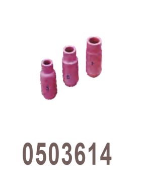 מופות קרמיות TIG no.5/6/7 של B.Tech במבט על — שלוש מופות בצבע ורוד חרסית באורך מדורג (קטנה-בינונית-גדולה) לפי גודל התקן, פתח פנימי חלול להעברת גז הארגון, חלק חיצוני אלומינה-קרמית עמידה בחום ריתוך גבוה. מק"ט 0503614. מתאימה ללפיד TIG להגנה על האלקטרודה והאזור המרותך. סטנדרט תעשייתי לריתוך פלב"ם ואלומיניום.
