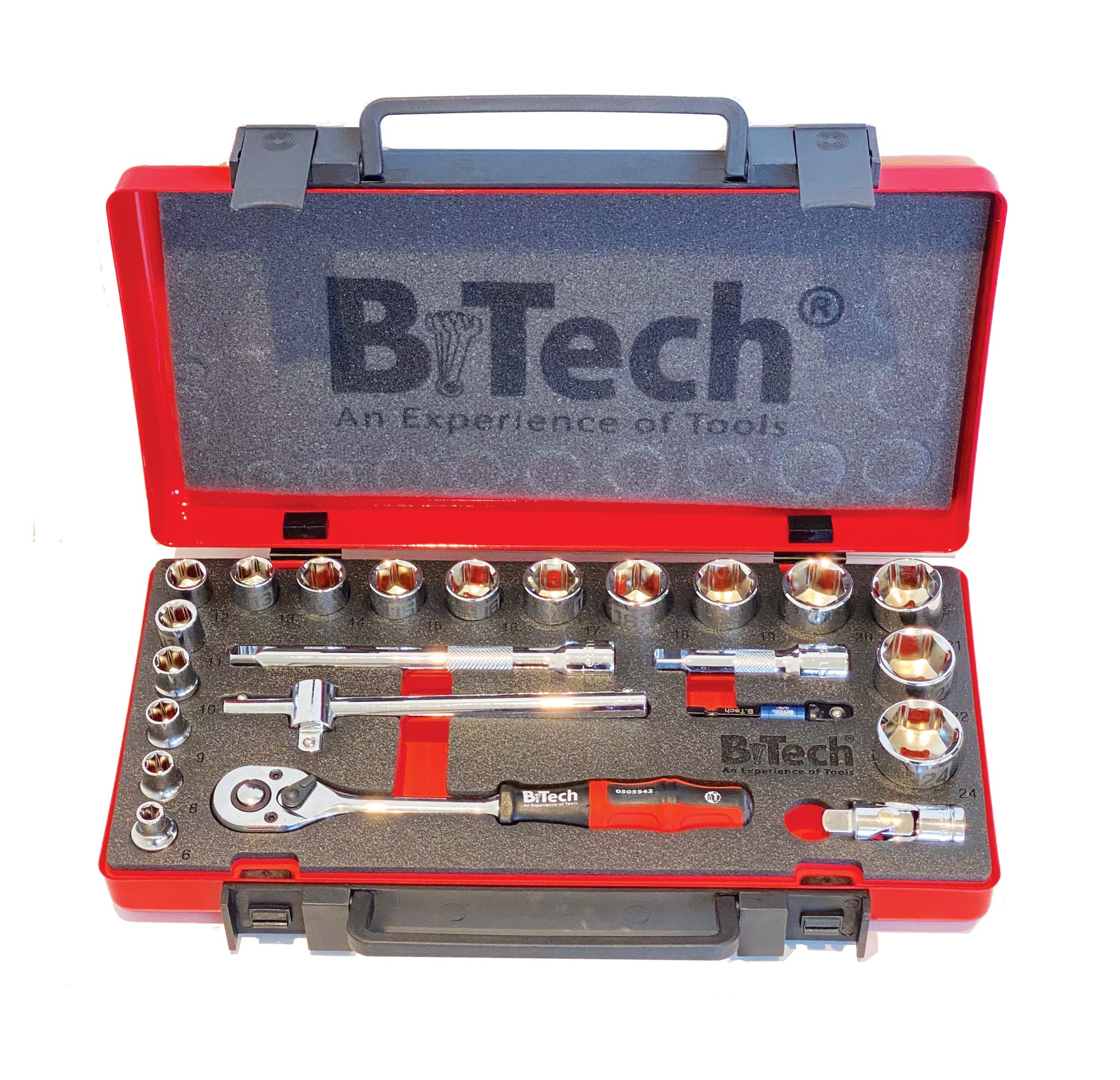 סט בוקסות ואביזרים 23 חלקים DR 3/8" B.Tech פתוח