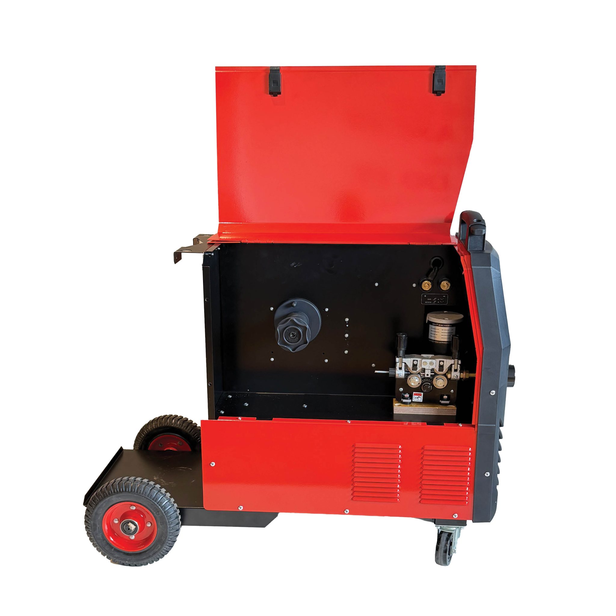 תמונת מוצר נוספת 3 של רתכת MIG/MAG Pulse TYPE 355 – תלת פאזית 350AH מבית B.Tech — רתכת תלת-פאזית אדומה על עגלה עם שני צגים אדומים מבית B.Tech בקטגוריית ריתוך וחיתוך אינוורטר. מק"ט 0500355.