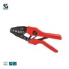 חותך צד מקצועי של B.Tech — לסתות פלדה כסופות-מבריקות עם חיתוך צד חד, גוף עם ידיות אדומות עבותות PVC. שרטוטים טכניים בתחתית מציגים מידות 13/11 ו-7.5 מ"מ. מתאים לחיתוך פלסטיק וחומרי אריזה רכים. מק"ט 0501213.