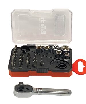 תמונת מוצר נוספת 9 של סט בוקסות וביטים 28 חלקים — קופסה שקופה-אדומה עם מברגה רצ'ט, בוקסות וביטים מבית B.Tech בקטגוריית מגוון מברגים וסטים. מק