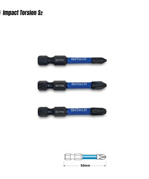 תמונת מוצר נוספת 1 של ביטים פיליפס מגנטיים B.Tech S2 Impact Torsion — 3 ביטים שחורים פיליפס S2 עם טבעת כחולה מבית B.Tech בקטגוריית ביטים. מק