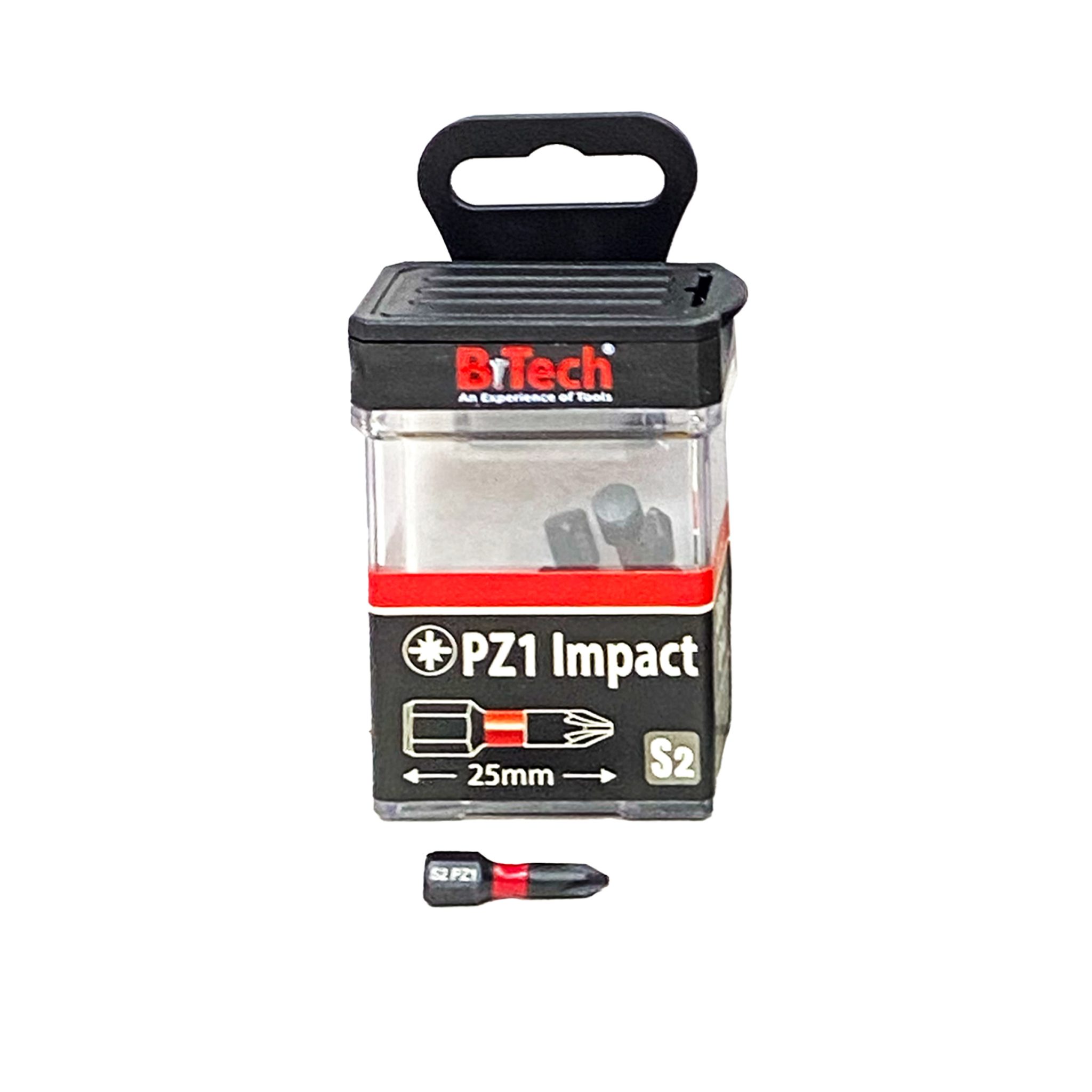 אריזה מקורית של ביטים פוזידרייב מגנטיים B.Tech S2 Impact Torsion — 3 ביטים שחורים פוזידרייב S2 עם טבעת אדומה מבית B.Tech בקטגוריית ביטים. מק"ט 0502622.