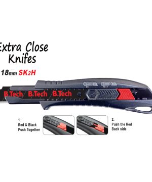 תמונת מוצר נוספת 2 של סכין יפנית Extra Close 18 מ"מ SK2H — סכין יפנית שחור-אדום עם להב SK2H 18 מ"מ מבית B.Tech בקטגוריית סכיני חיתוך ולהבים. מק"ט 0503428.