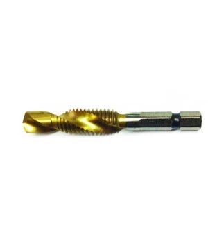 בורג מחרוז Cobalt HEX 1/4 ספירלי טיטניום של B.Tech במבט צד — בורג מחרוז קומפקטי עם ציפוי טיטניום זהוב TiN ופתיל ספירלי לשבבים, חיבור משושה 1/4 אינץ' לאימפקט בקצה האחורי. מתאים להברגה מהירה במכשירי אימפקט בעבודות מתכת ומסגרות. עיצוב קומפקטי מאפשר עבודה במקומות צרים.