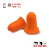 אטמי אוזניים B-Double 32dB של B.Tech במבט תלת-ממדי — זוג אטמי קצף בצורת פעמון בצבע כתום עז, נוחות מירבית SNR 32dB. מתאימים לעבודה בתעשייה רעשנית, באתרי בנייה ובסדנת ייצור. סימוני INSERT/HOLD/ROLL. מק"ט 0503111.