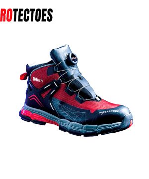 תמונת מוצר נוספת 1 של נעלי עבודה PROTECTOES – תקן S3 מקצועיות — נעל עבודה שחורה-אדומה עם שרוכי Boa ותווית WATERPROOF מבית B.Tech בקטגוריית מוצרי בטיחות ומיגון. מק
