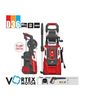מכונת שטיפה VORTEX D36 230BAR 2600W — שאיבה עצמית, מנוע VORTEX וערכת אביזרים מלאה