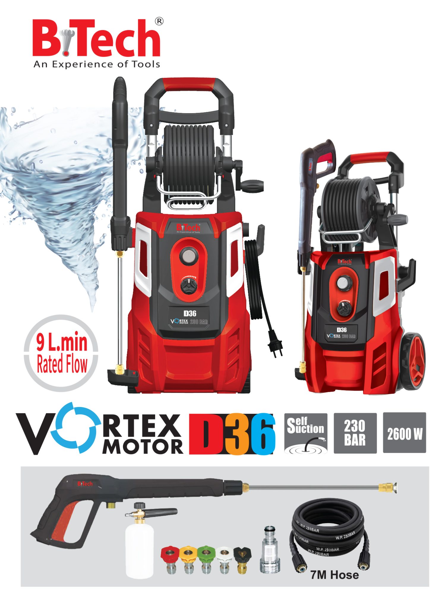 VORTEX D36 — מנוע Brushless, שאיבה עצמית וערכת אביזרים מלאה