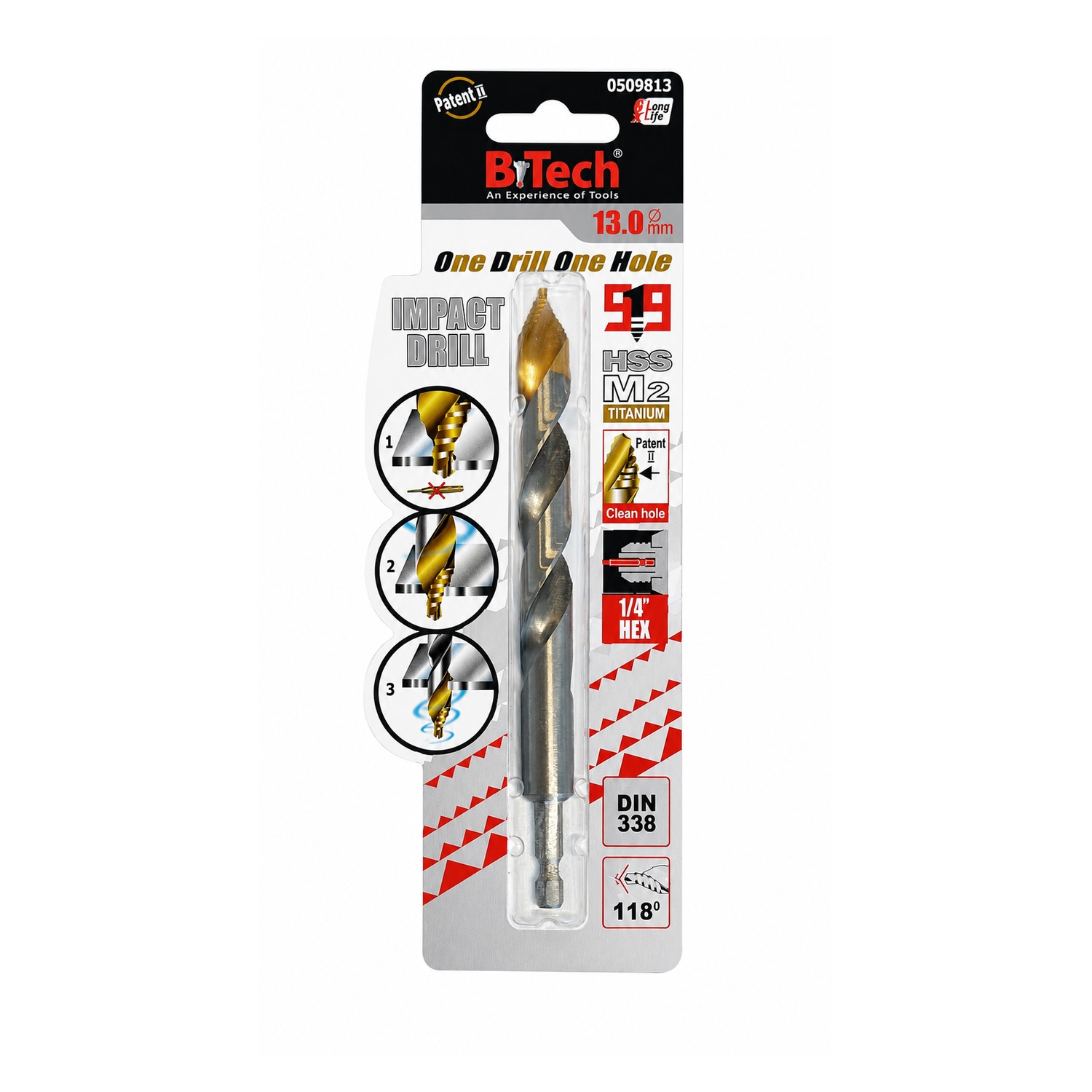 אריזת מקדח 919 IMPACT B.Tech — One Drill One Hole