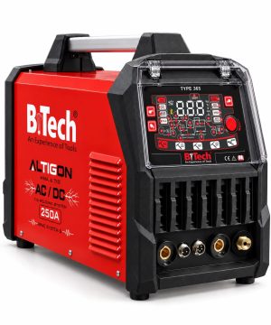 רתכת אינוורטר ALTIGON 365 של B.Tech — מבט מימין עם דופן המיתוג ALTIGON AC/DC 250A