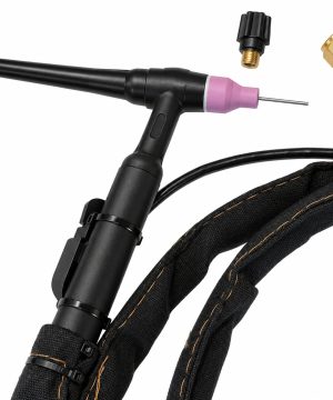 ידית TIG QQ150 של B.Tech — הראש, כוסית הקרמיקה והמחבר המשולב